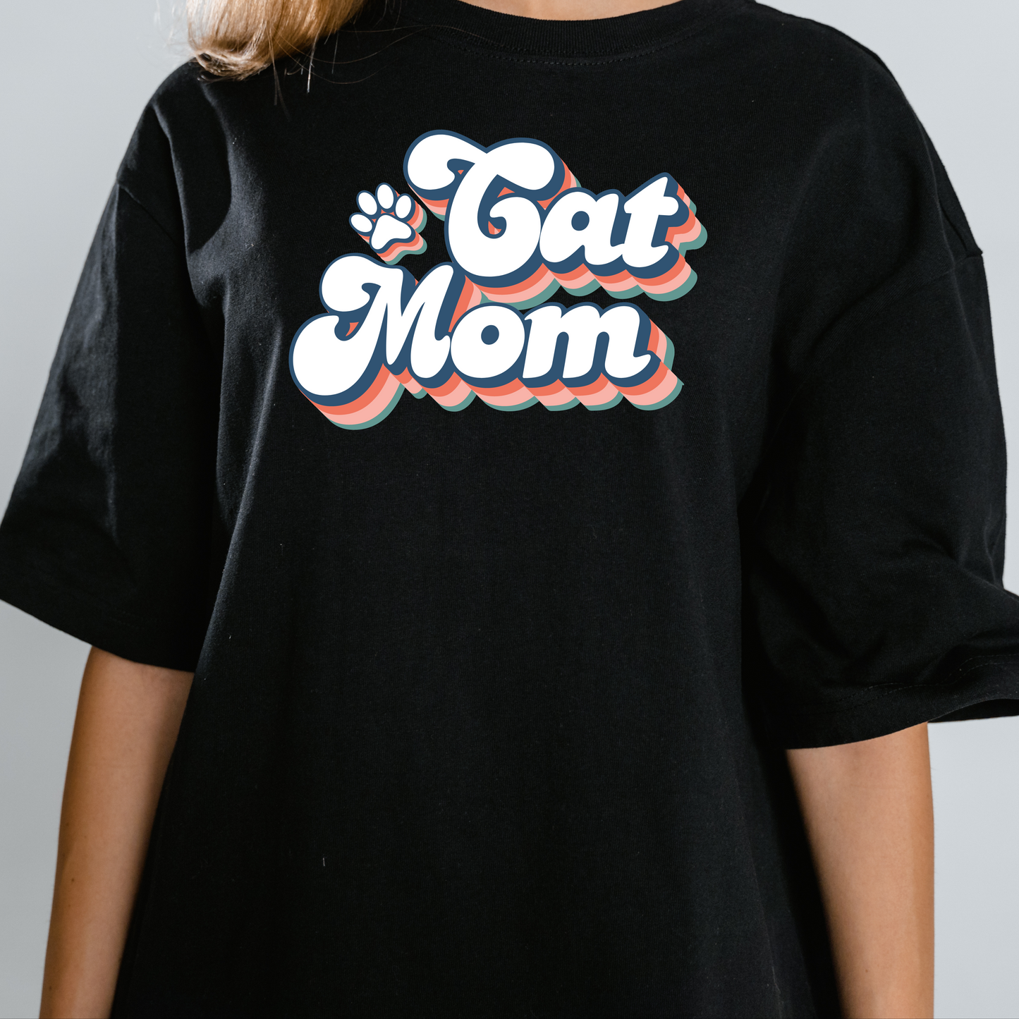 Cat Mom Retro Rainbow