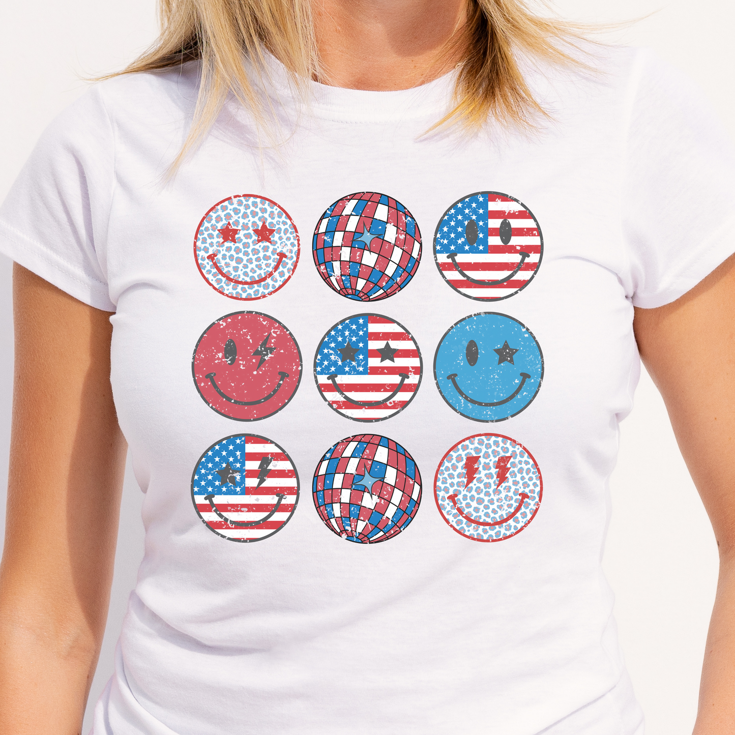 4th of July Smiley Face Disco Ball Retro