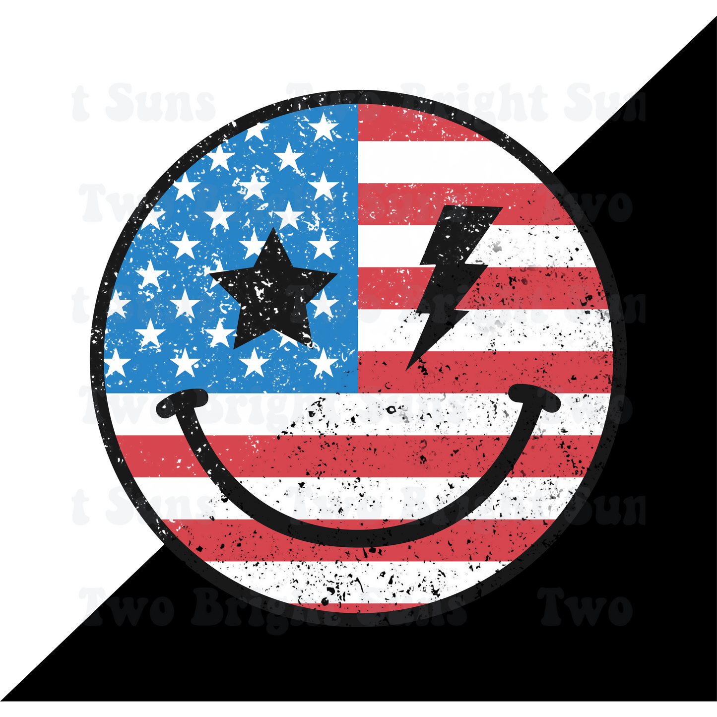 4th of July American Flag Smiley Face Retro