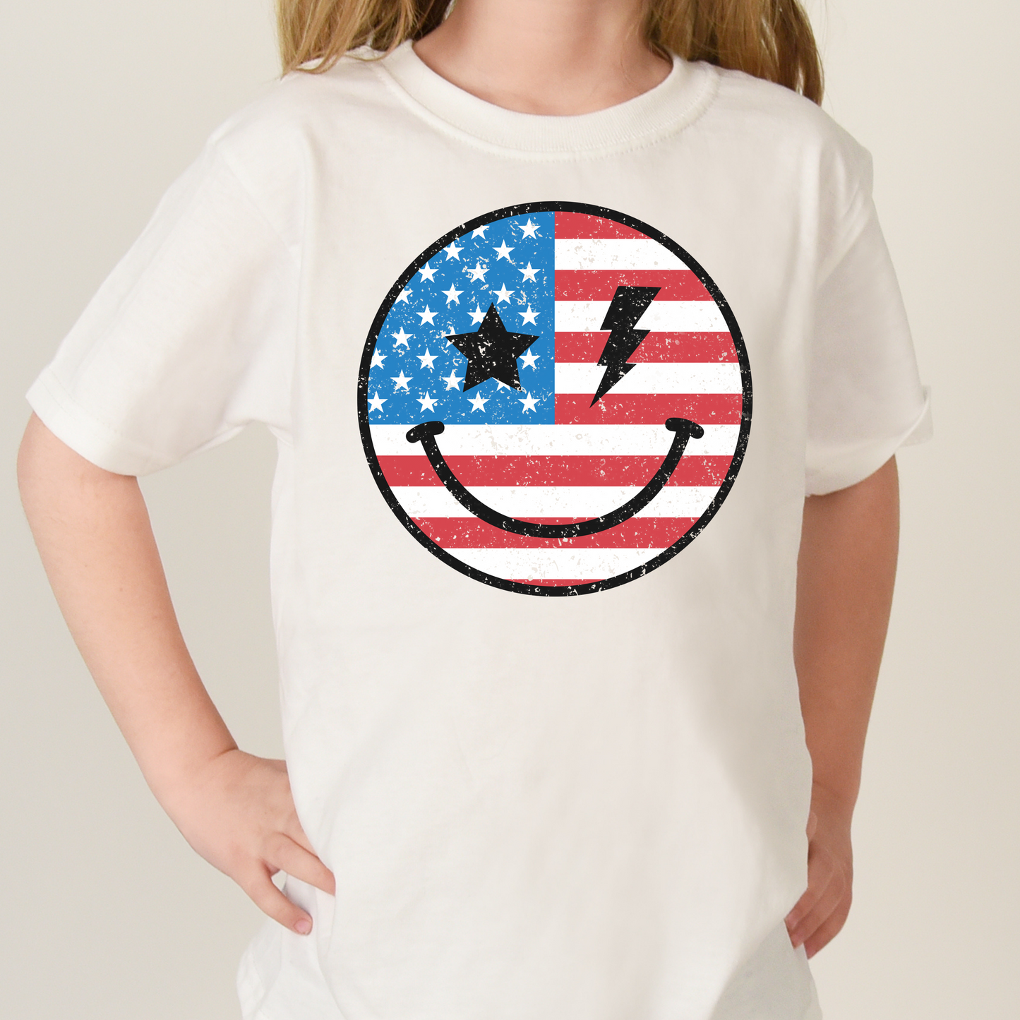 4th of July American Flag Smiley Face Retro