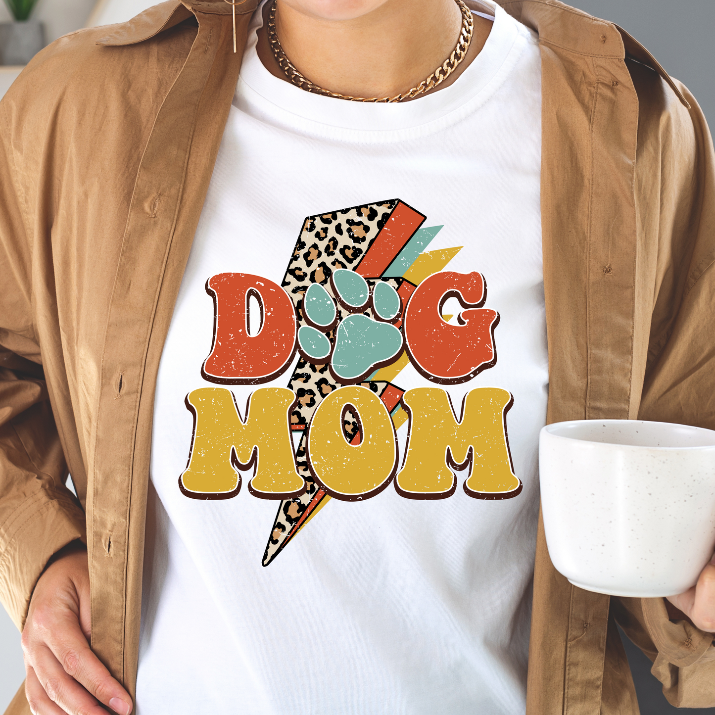 Dog Mom Leopard Lightning Bolt