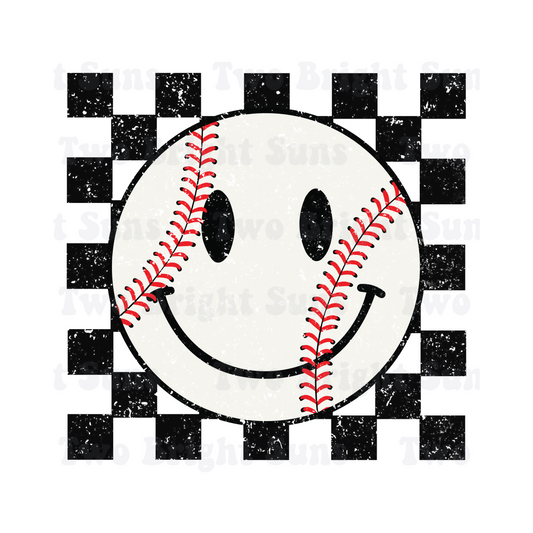Baseball Smiley Checkered