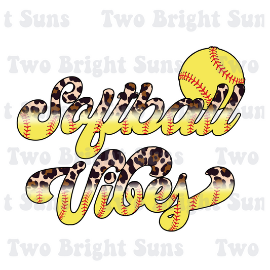 Softball Vibes Retro Leopard Script