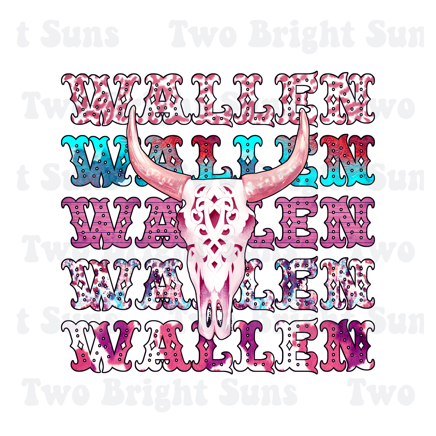 Floral Pink Wallen Bull Skull