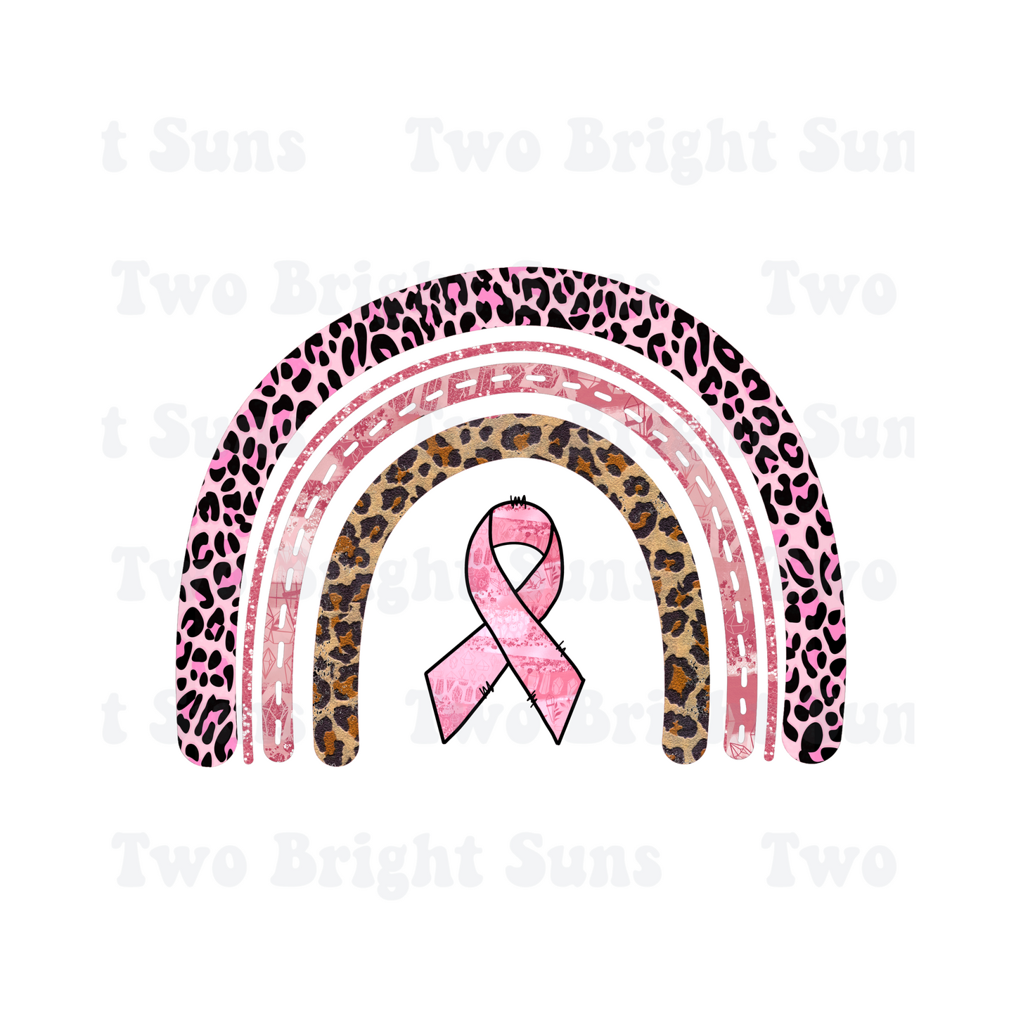 Leopard Pink Ribbon Rainbow