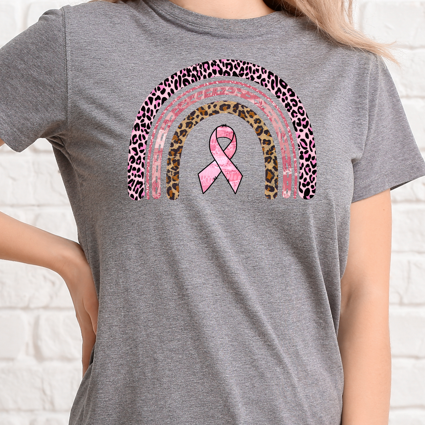 Leopard Pink Ribbon Rainbow