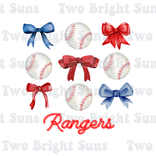 Baseballs & Bows TX Rangers