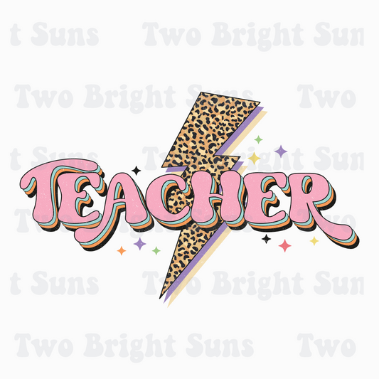 Pink Retro Teacher Lighting Bolt