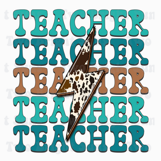 Aqua Teacher Western Cowhide