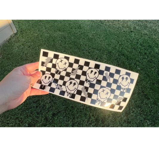 UVDTF 16oz Cup Wrap Checkered Smilies