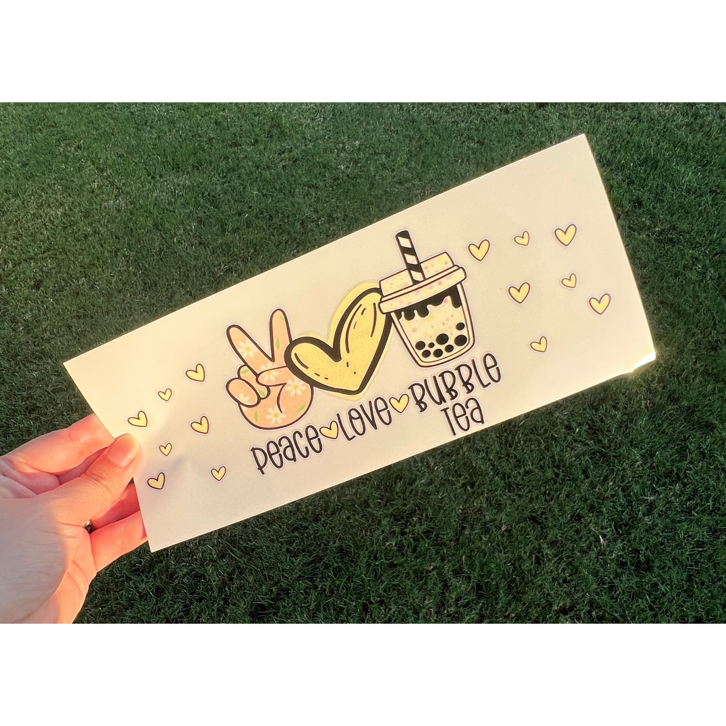 UVDTF 16oz Cup Wrap Peace Love Bubble Tea