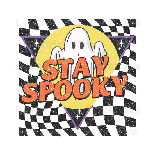 Stay Spooky Checkered Ghost