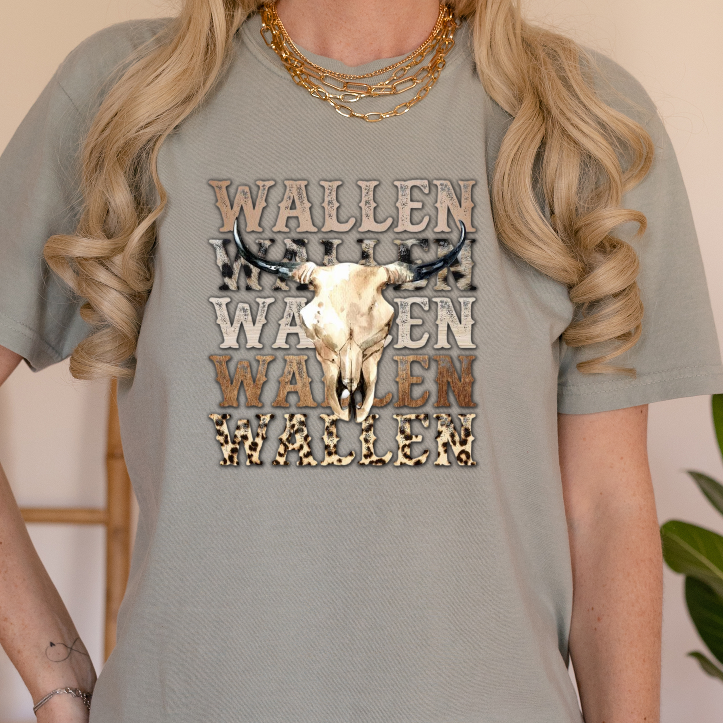 Taupe Western Wallen Bull Skull