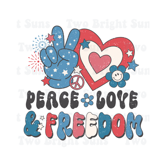 4th of July Peace Love Freedom Retro