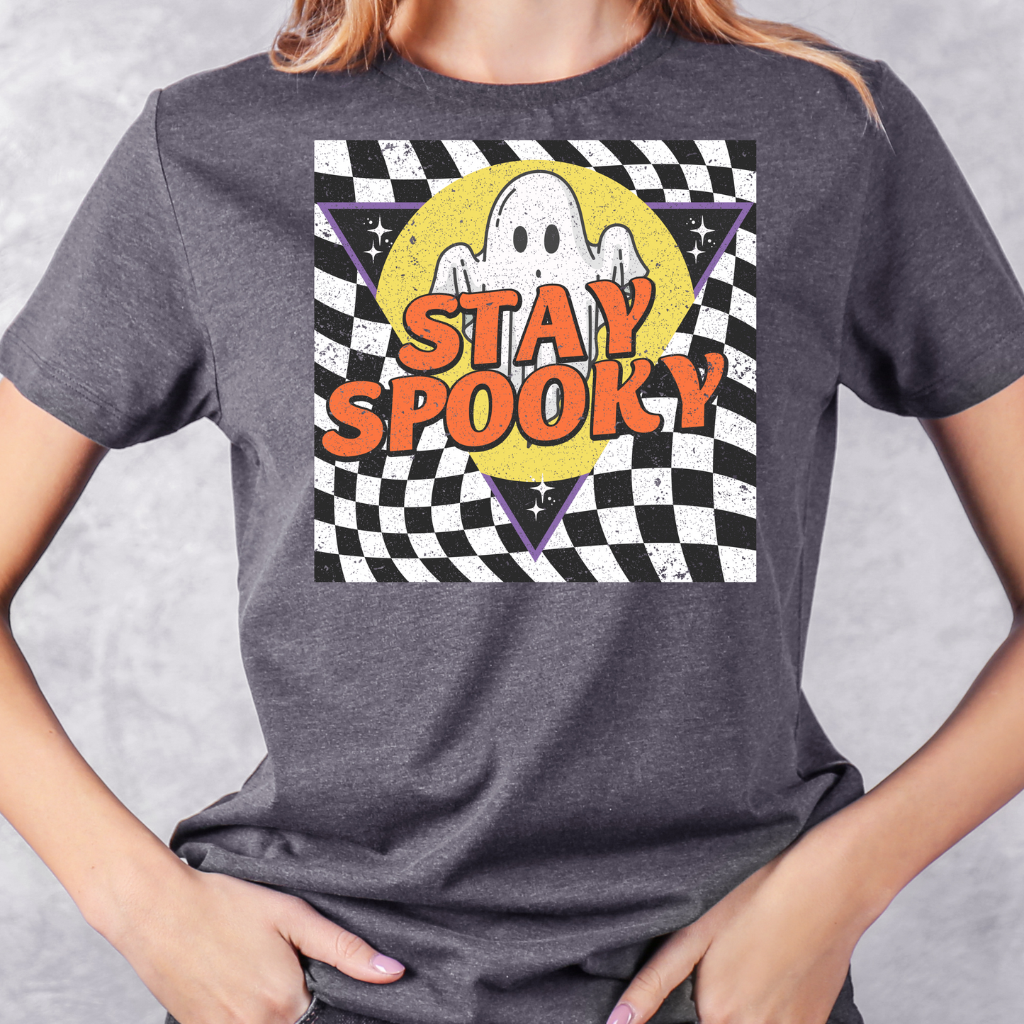 Stay Spooky Checkered Ghost