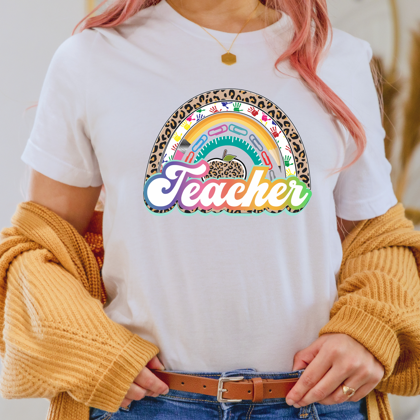 Colorful Teacher Leopard Rainbow