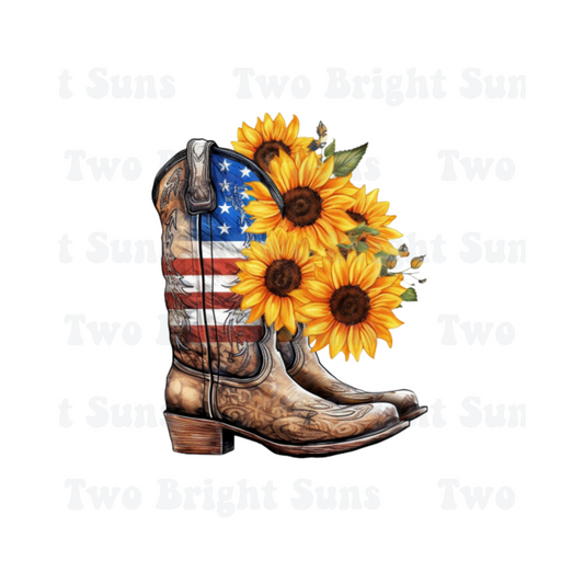 4th of July Sunflower American boots