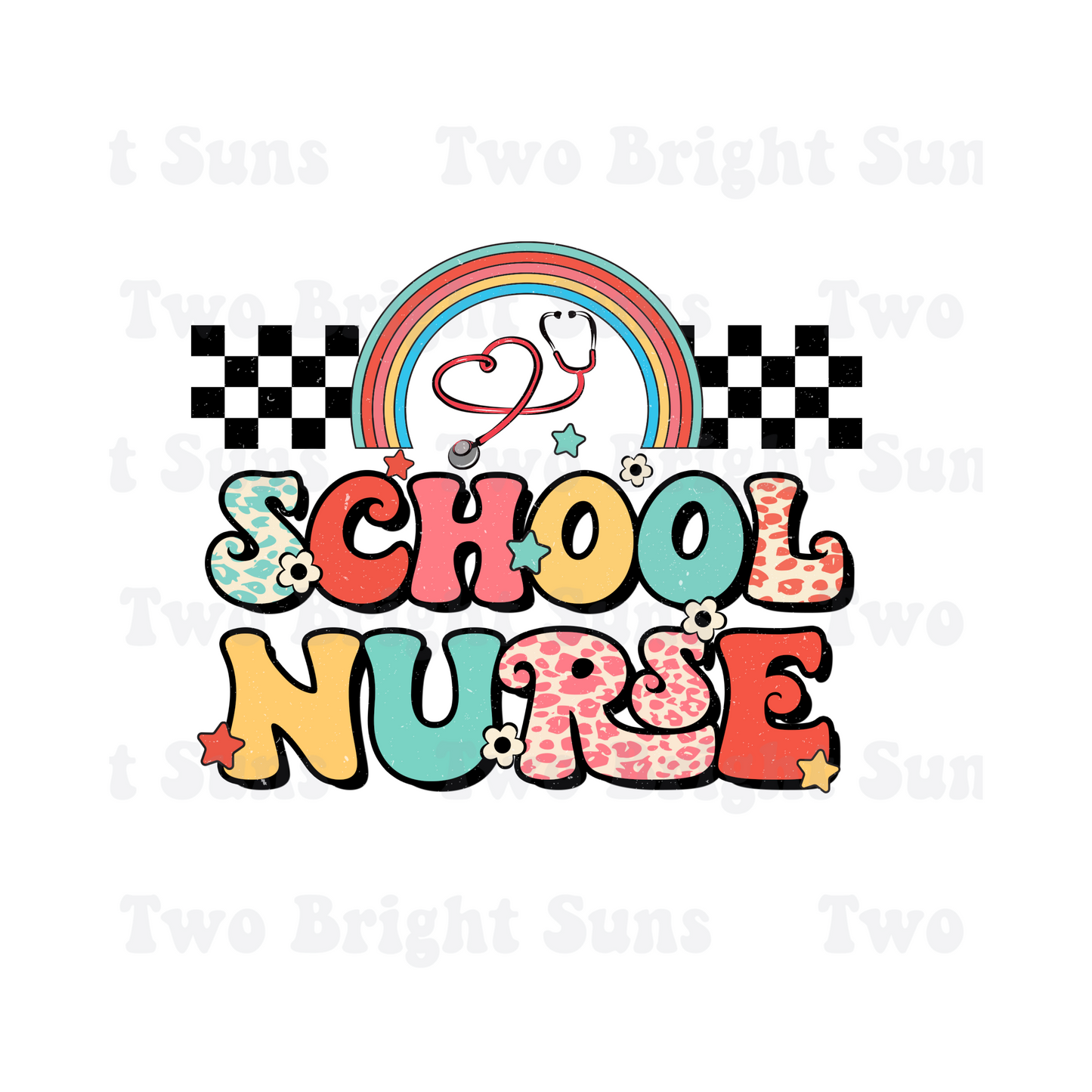 School Nurse Checkered Rainbow