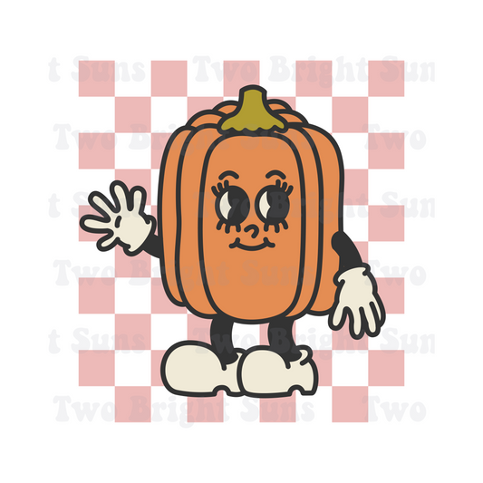 Cute Retro Pumpkin with Pink Checkers