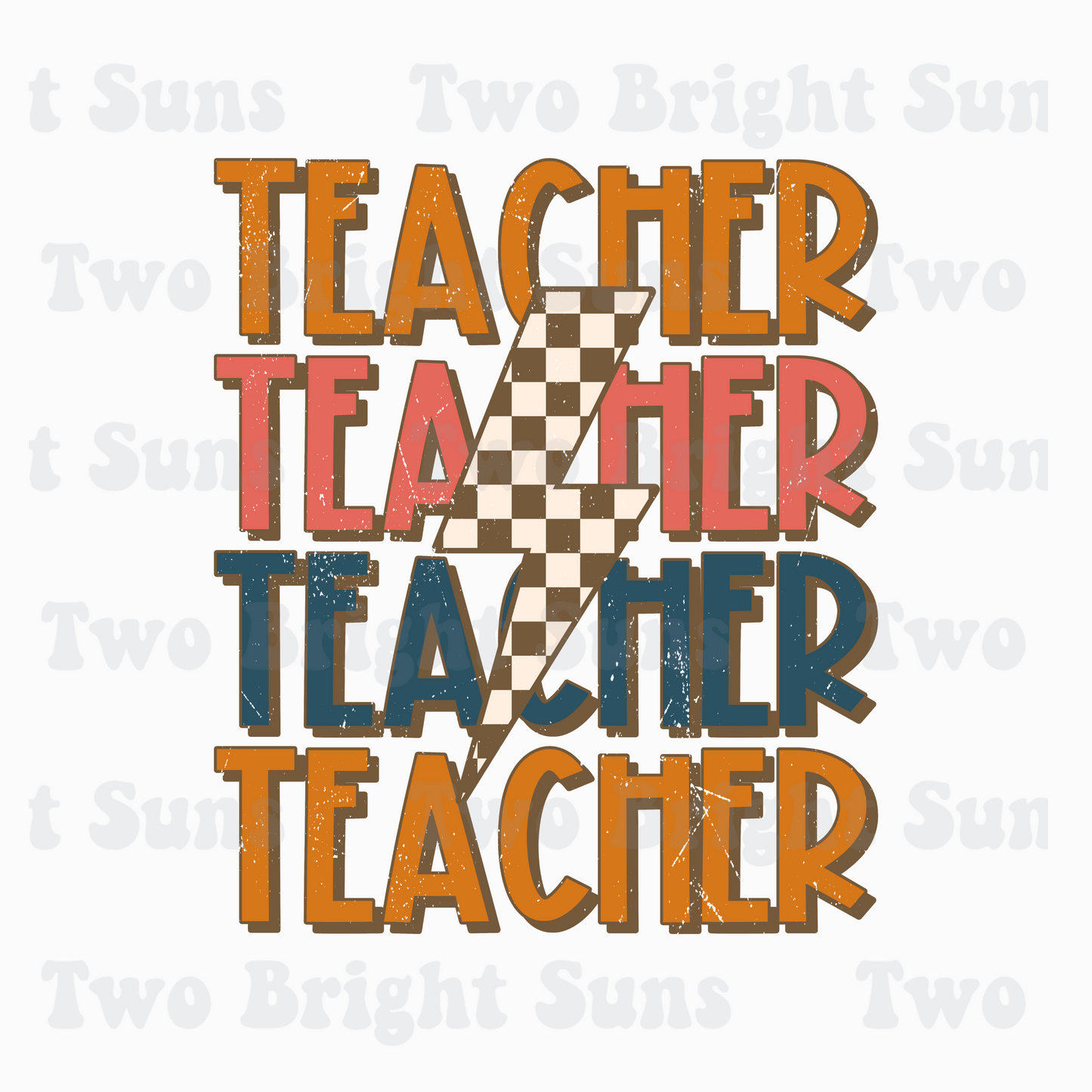 Teacher Checkered Lightning Bolt