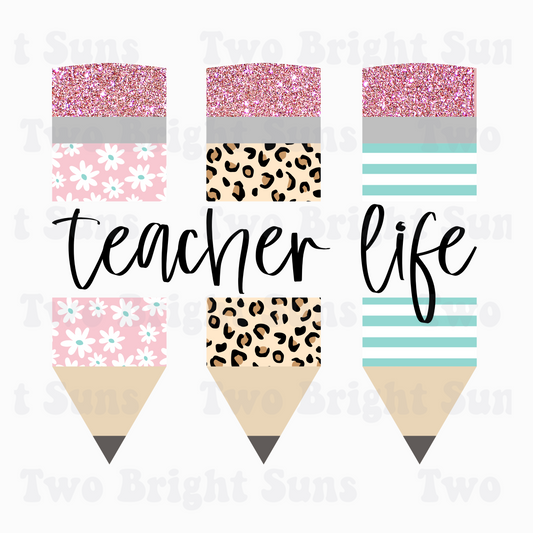 Glittery Preppy Teacher Life Pencils